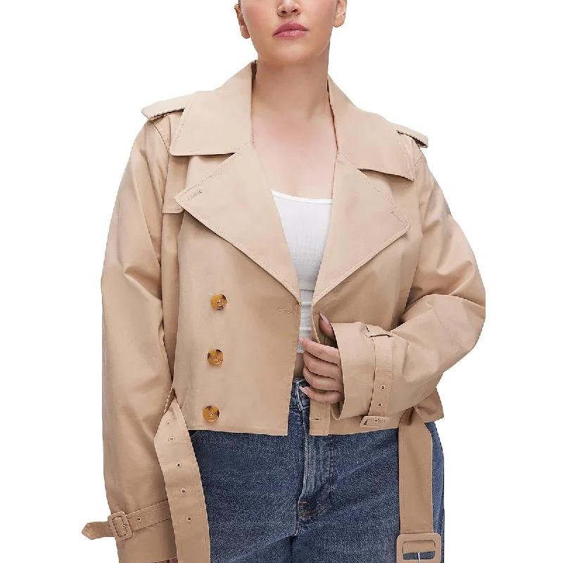 Comfortable Fashion Good American Womens Cropped Short Trench Coat