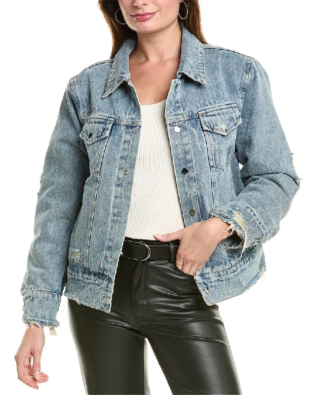 Loose Fit Gracia Double Sided Denim Bomber Jacket