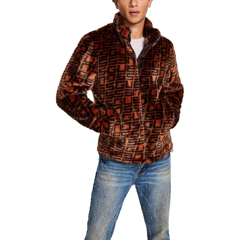 High-end Wear Guess Womens Faux Fur Hooded Fleece Jacket