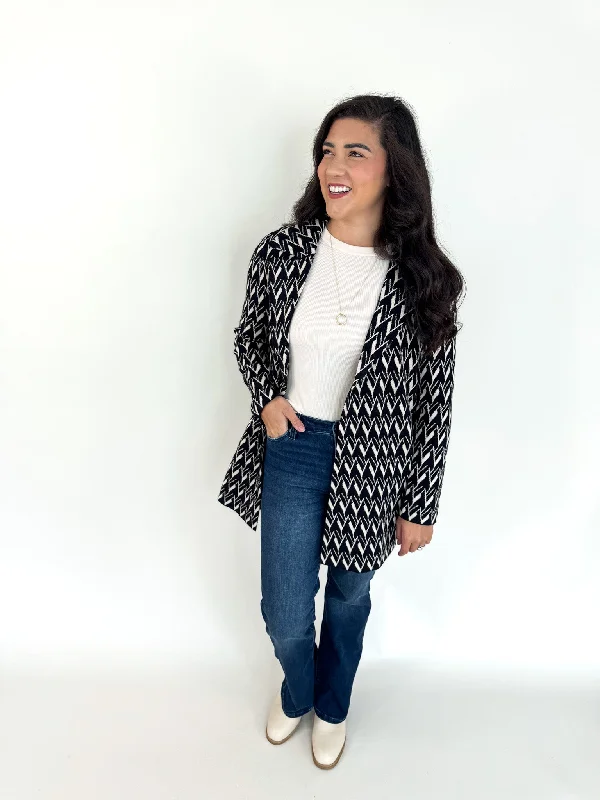 Cozy Fit Wear Heidi Patterned Open Sweater Coat