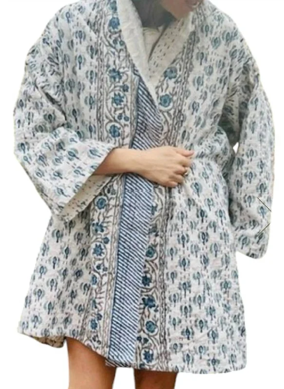 Classic Retro James Blanket Jacket In Domino Blue