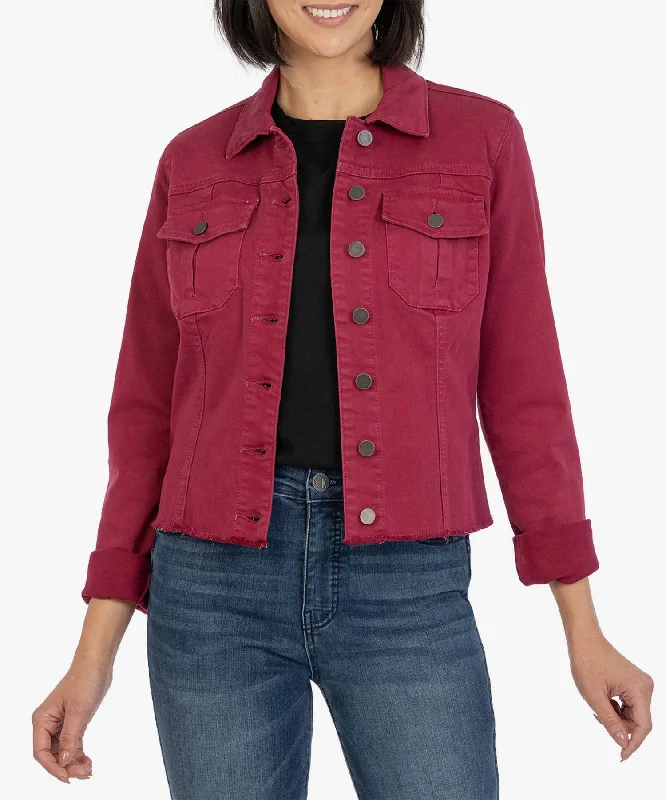 Soft Relaxation Wear Kara Denim Jacket In Bordeaux