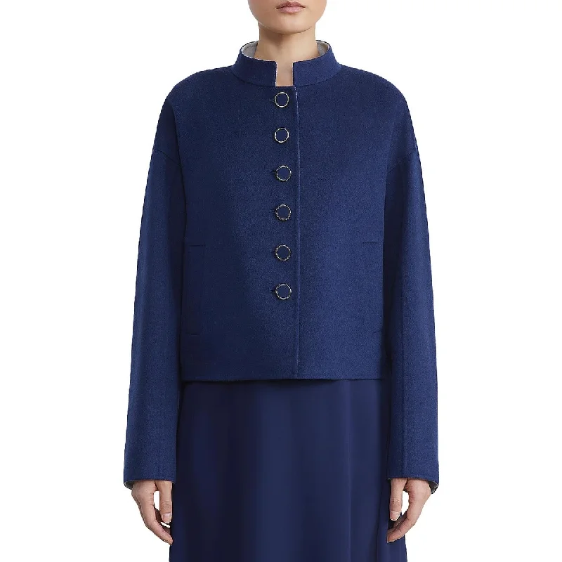 All-Day Style Lafayette 148 New York Womens Band Collar Warm Wool Coat