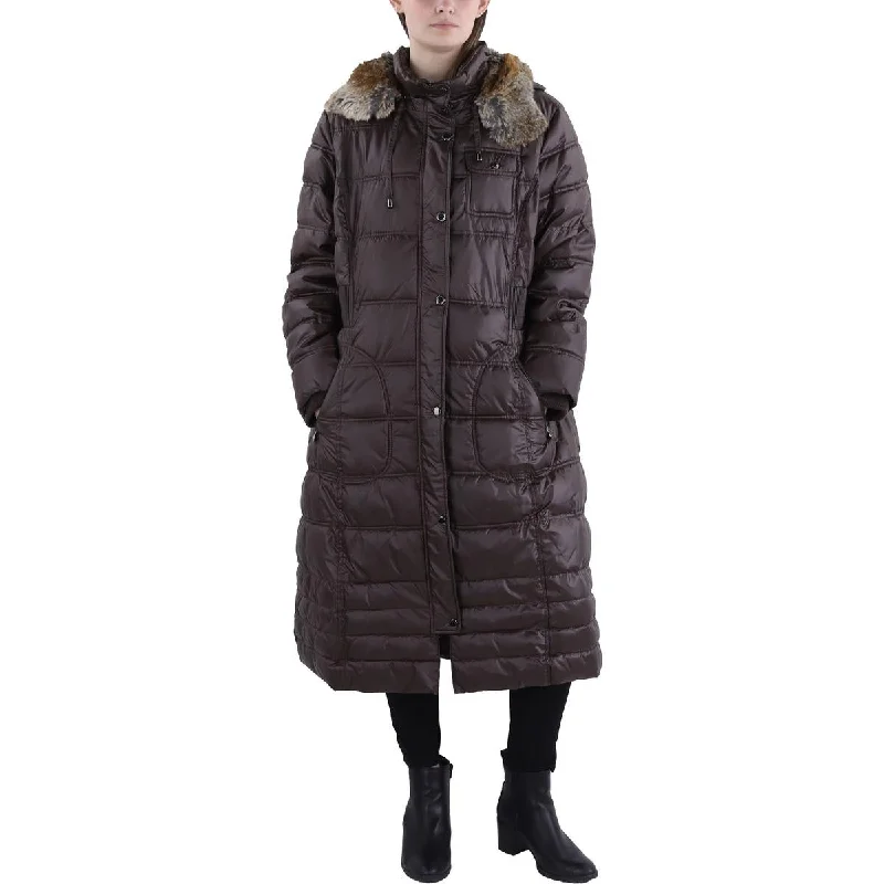 Sexy Fun Laundry by Design Womens Plus Faux Fur Trim Hooded Quilted Coat