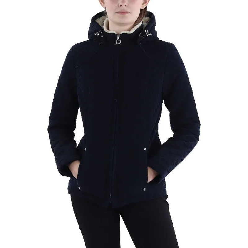Comfortable Outfits Laundry by Shelli Segal Womens Faux Fur Hooded Quilted Coat