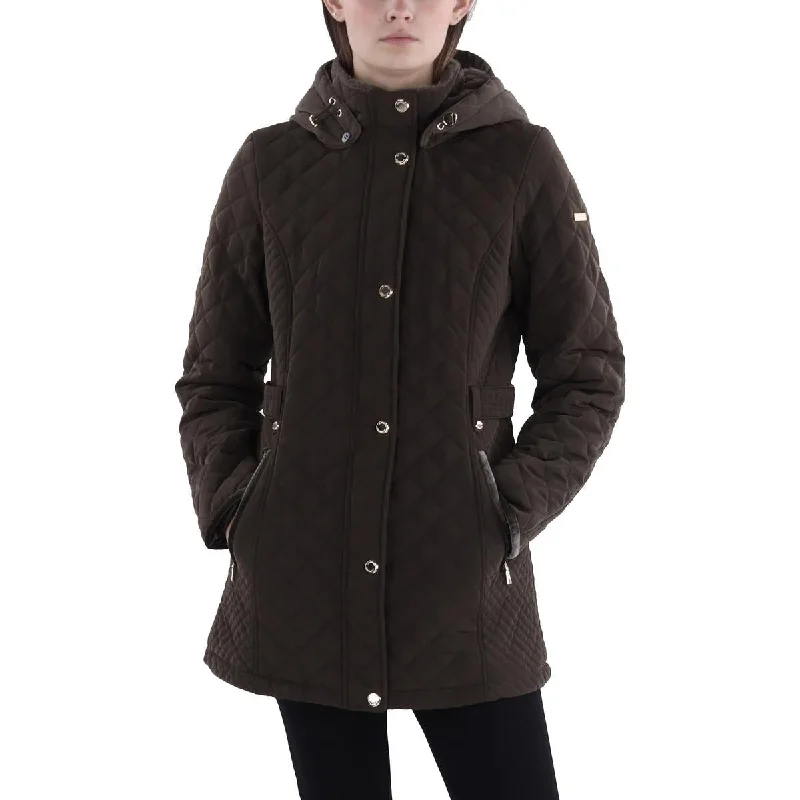 Soft Comfort Wear Laundry by Shelli Segal Womens Faux Fur Hooded Quilted Coat