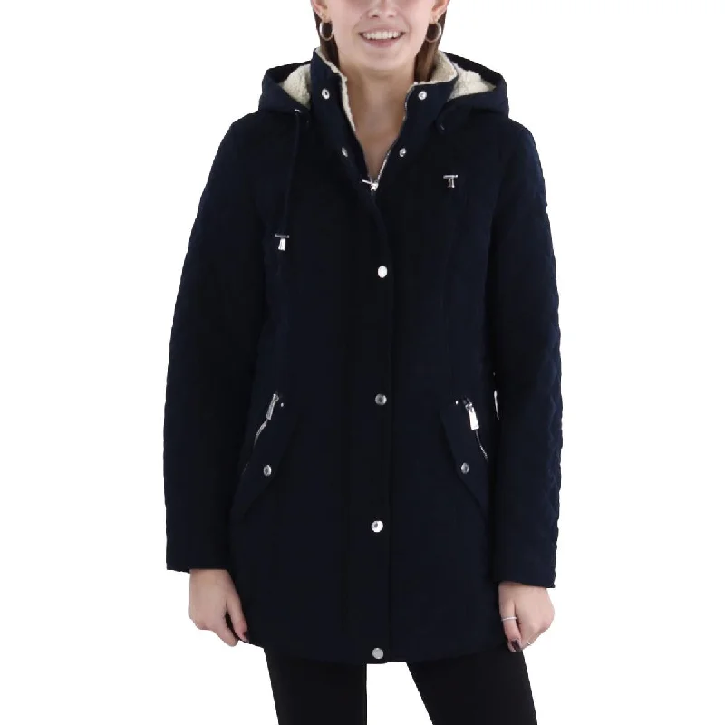 Fashion Must-have Laundry by Shelli Segal Womens Faux Fur Hooded Quilted Coat