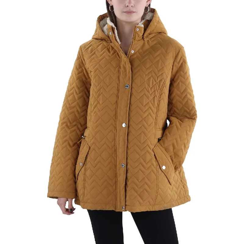 Breezy Outfits Laundry by Shelli Segal Womens Faux Fur Lined Hooded Quilted Coat