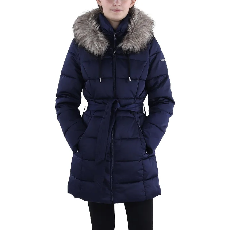 Soft Fabric Looks Laundry by Shelli Segal Womens Faux Fur Trim Hooded Puffer Jacket