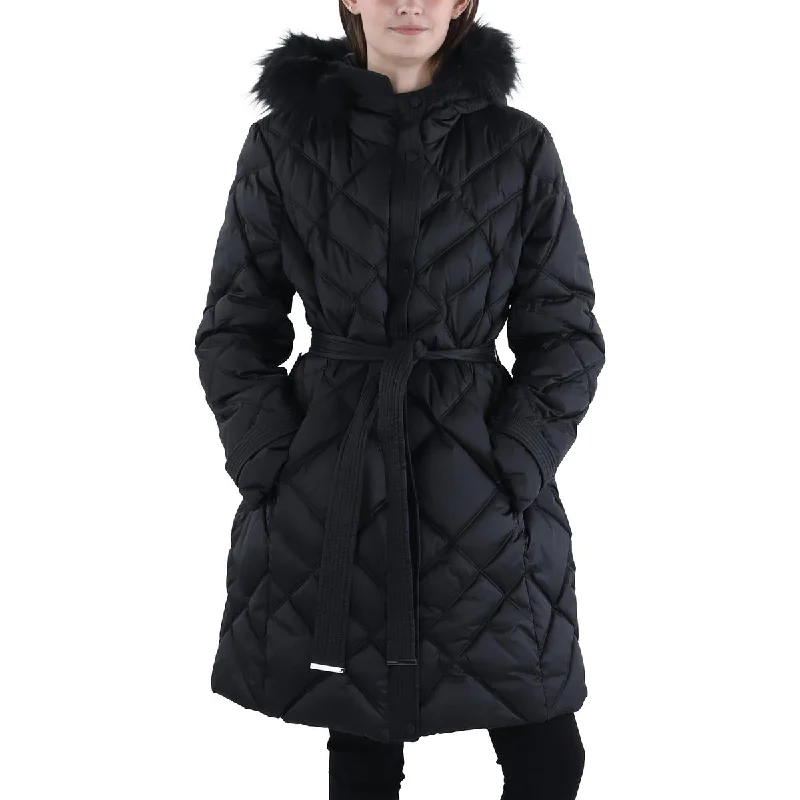 Simple Style Laundry by Shelli Segal Womens Faux Fur Trim Hooded Puffer Jacket