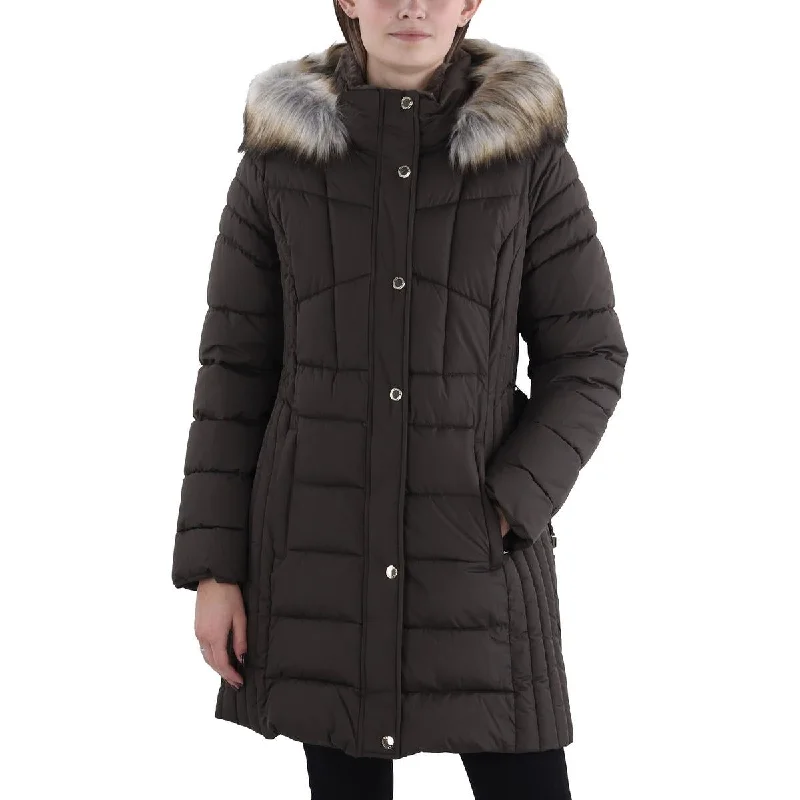 High-quality Design Laundry by Shelli Segal Womens Faux Fur Trim Hooded Puffer Jacket High-quality Design Laundry by Shelli Segal Womens Faux Fur Trim Hooded Puffer Jacket