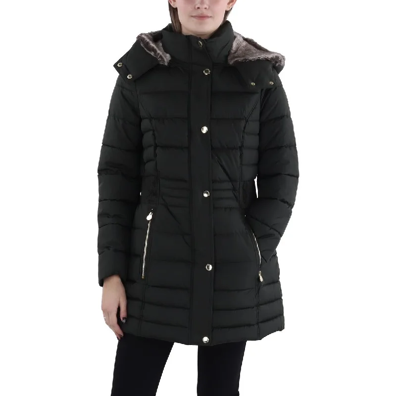 Fashion Must-have Laundry by Shelli Segal Womens Faux Fur Trim Hooded Puffer Jacket Fashion Must-have Laundry by Shelli Segal Womens Faux Fur Trim Hooded Puffer Jacket