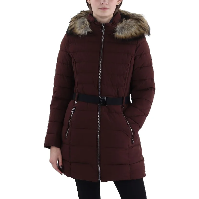 Comfortable And Cold-proof Laundry by Shelli Segal Womens Faux Fur Trim Hooded Puffer Jacket Comfortable And Cold-proof Laundry by Shelli Segal Womens Faux Fur Trim Hooded Puffer Jacket