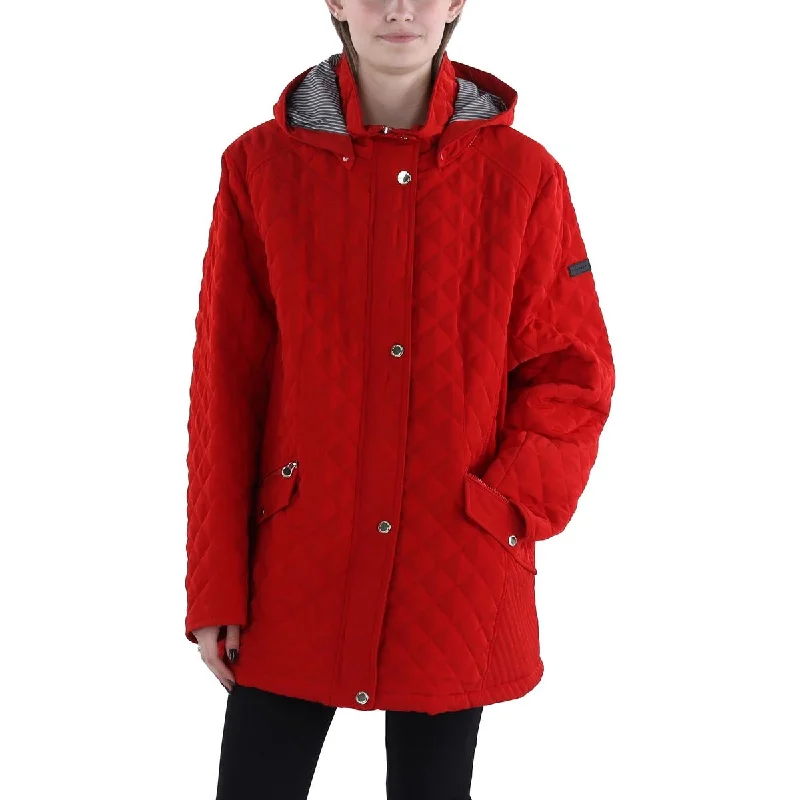 All-Day Outfits Laundry by Shelli Segal Womens Plus Hooded Midi Quilted Coat
