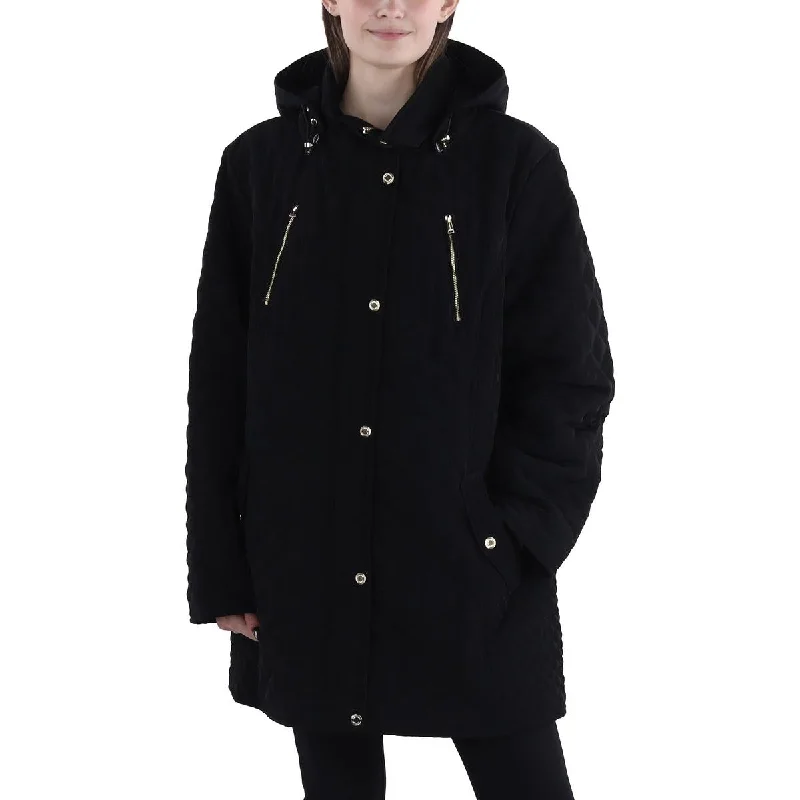 Comfy Layers Laundry by Shelli Segal Womens Plus Hooded Short Quilted Coat