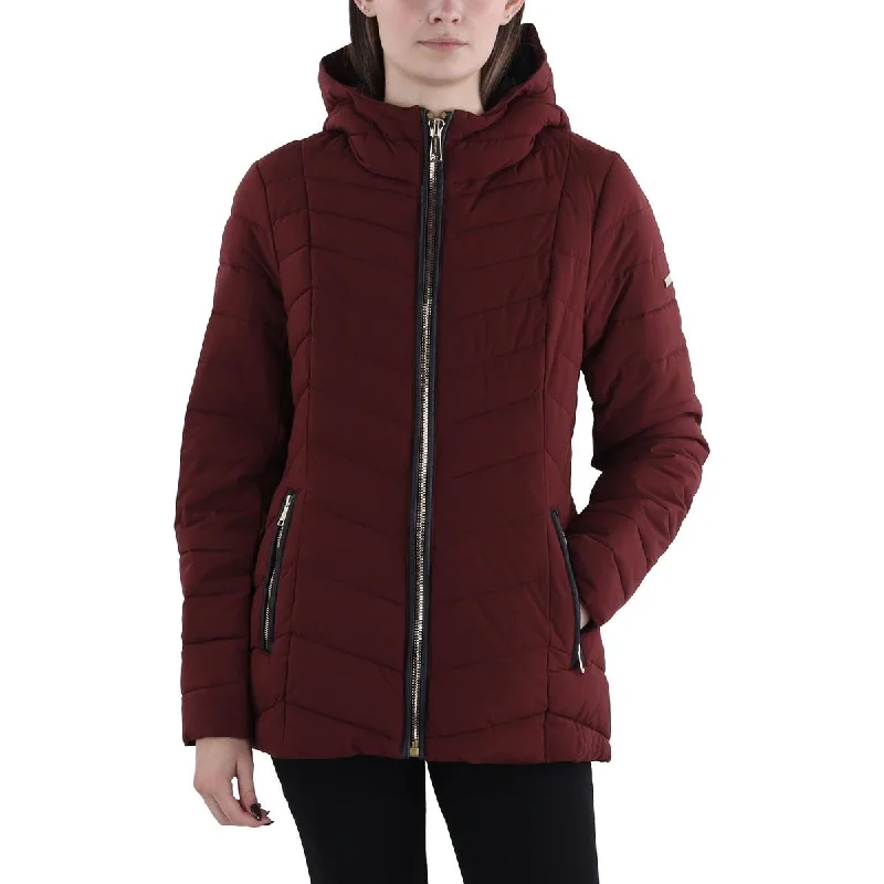 Stylish Ease Laundry by Shelli Segal Womens Quilted Hooded Puffer Jacket