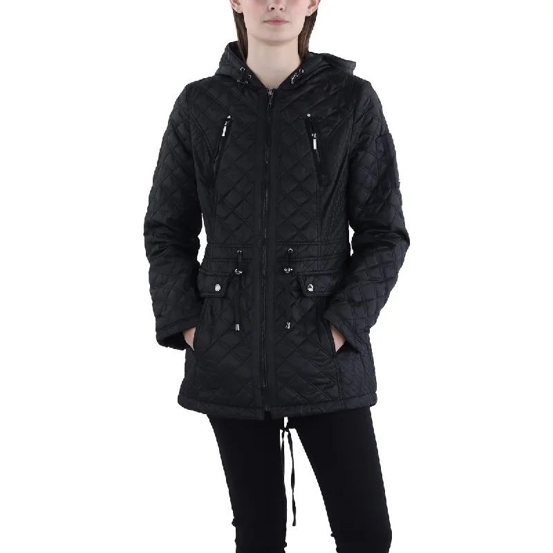 Elegant Tailoring Laundry by Shelli Segal Womens Quilted Hooded Puffer Jacket