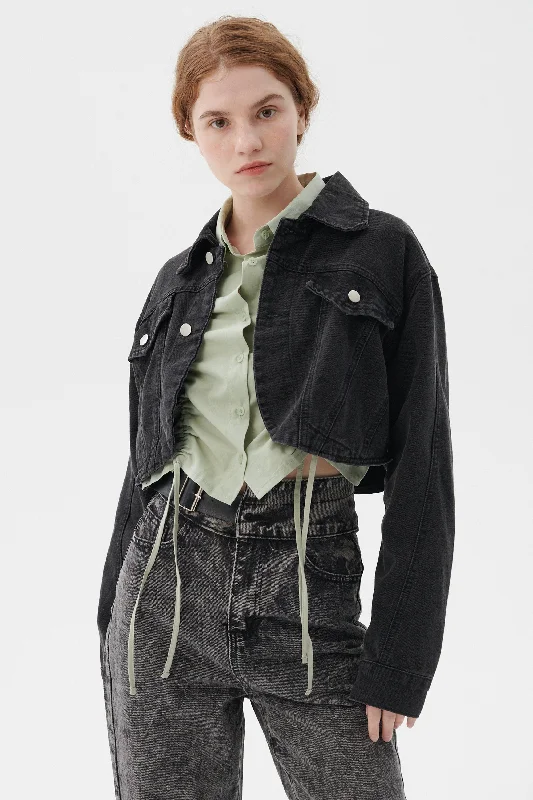 Luxury Temperament Lindsey Denim Cropped Jacket