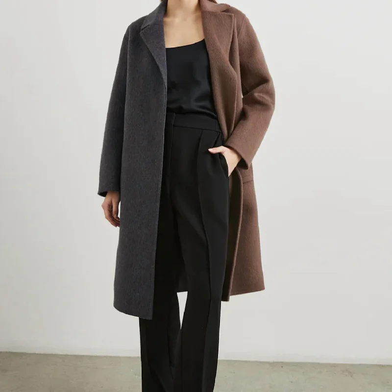 Simple Comfort Lore Coat In Charcoal Mink Mix