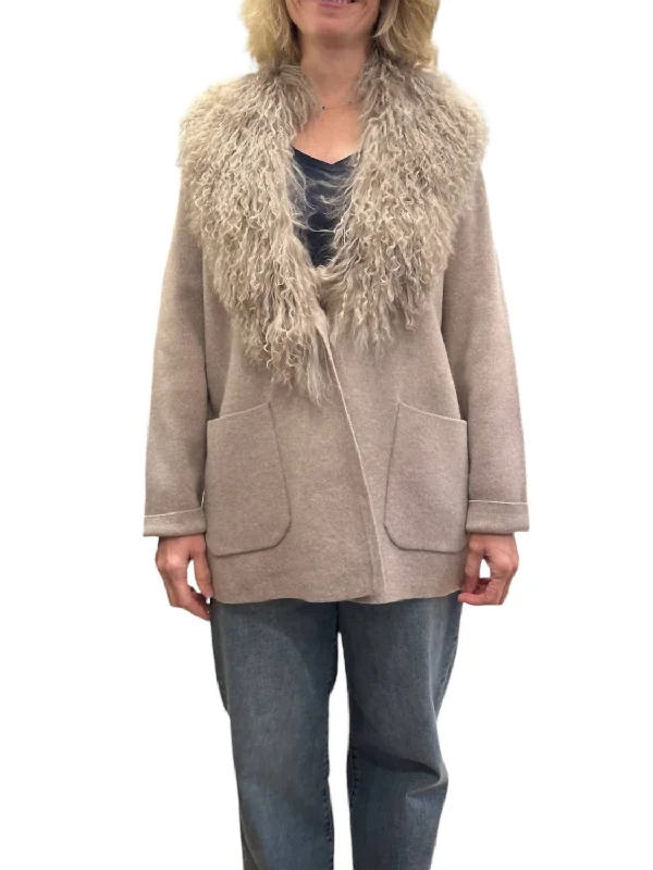 Easygoing Outfits Merino Fur Shawl Jacket In Coconut