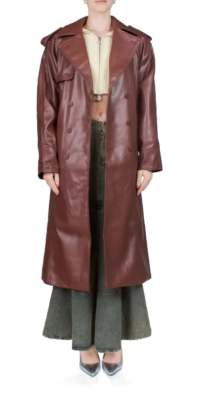 Versatile Items Montague Trench Coat In Chestnut