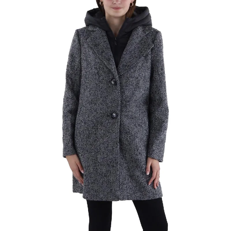 Casual Fit Sam Edelman Womens Wool Blend Hooded Overcoat