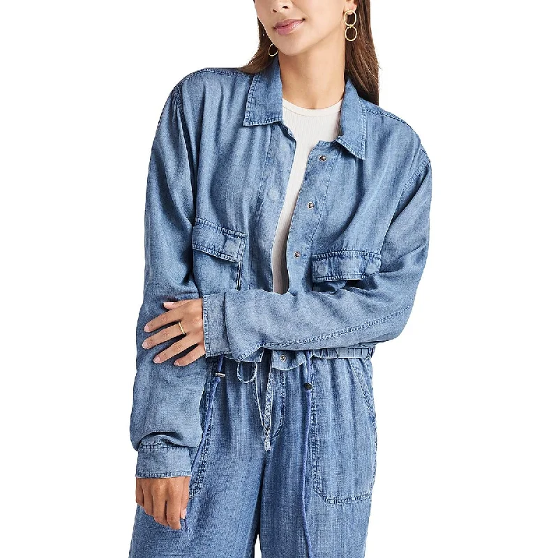 Relaxed Style Splendid Womens Breck Chambray Long Sleeves Utility Jacket