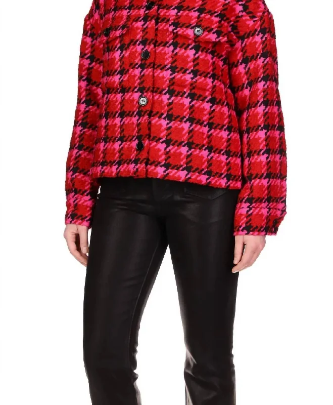 Casual And Comfortable The Plaid Shacket In Red Lipstick
