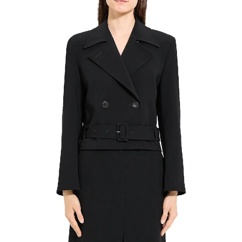 Soft Comfort Wear Theory Womens Cropped Double Button Trench Coat