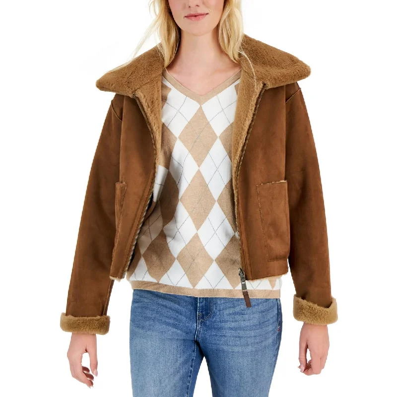 Stylish Comfort Tommy Hilfiger Womens Faux Suede Reversible Motorcycle Jacket