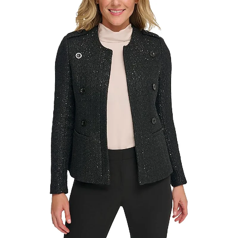 Soft Knitwear Tommy Hilfiger Womens Sequined Open Front Wool Coat