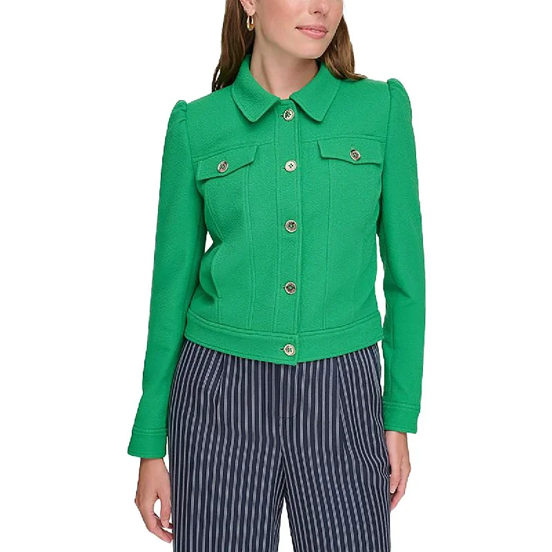 Breathable Comfort Tommy Hilfiger Womens Shoulder Pads Solid Soft Shell Jacket