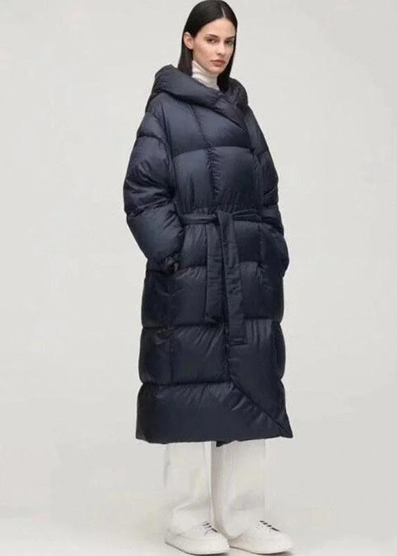 Unique Navy hooded Pockets Thick Winter Duck Down Down Coat