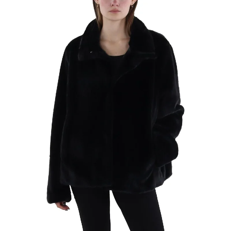 New Season Series Via Spiga Womens Faux Fur Cold Weather Faux Fur Coat