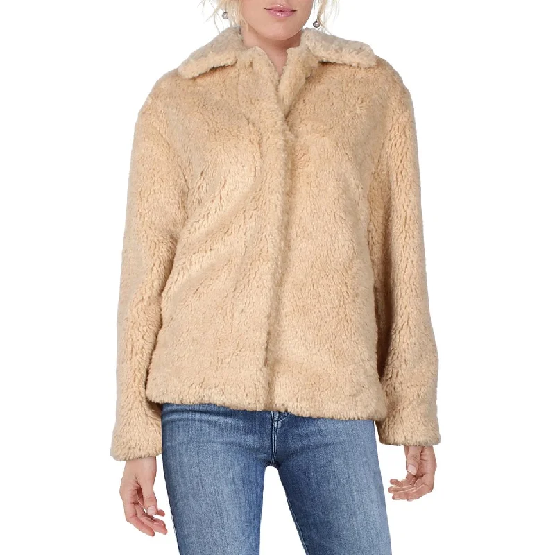 High-end Customization Vince Womens Faux Fur Cold Weather Teddy Coat
