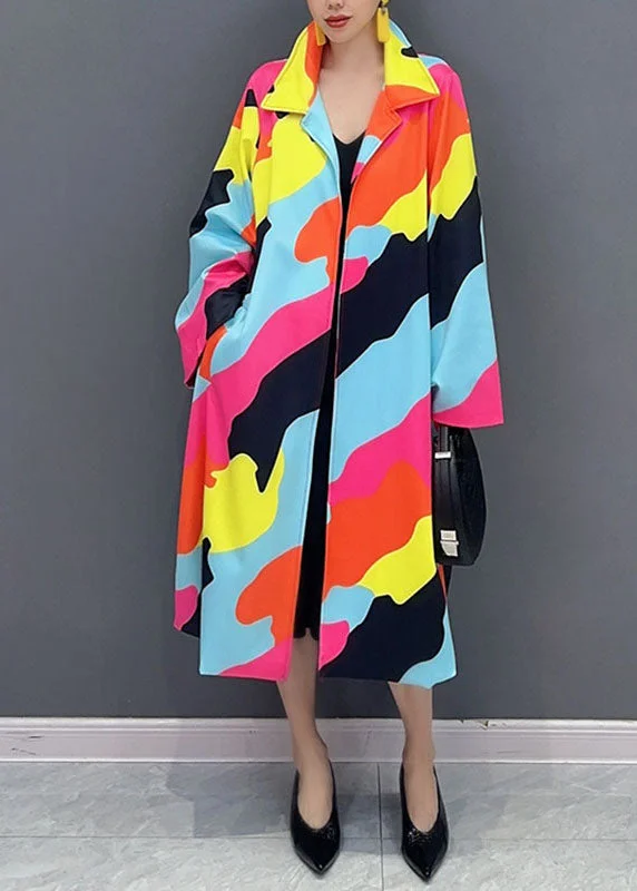 Comfortable Fitwear Vogue Rainbow Square Collar Button Trench Coats Fall