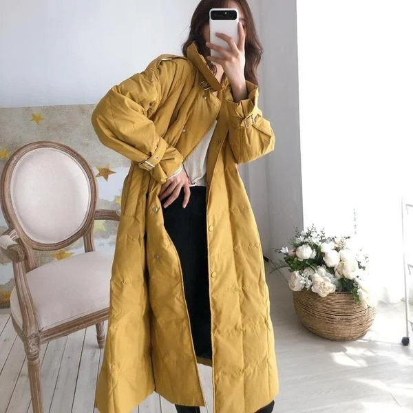 Layered Comfort Winter Elegant New Lapel White Duck Down Jacket Women Over The Knee Fashion Clothing Layered Comfort Winter Elegant New Lapel White Duck Down Jacket Women Over The Knee Fashion Clothing