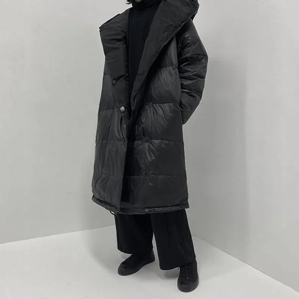 Noble And Elegant Winter Fashion New Big Turn down Collar Loose Keep Warm Black All-match Coat