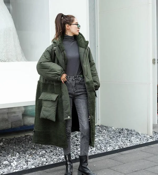 Comfortable Fashion Winter New Fashion Hooded Collar Splicing Pockets Keep Warm Parka Women Coat Comfortable Fashion Winter New Fashion Hooded Collar Splicing Pockets Keep Warm Parka Women Coat