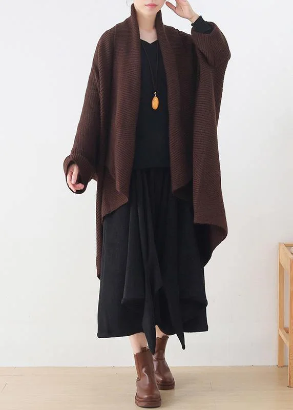 New Products winter new knitted bat sleeve thick knit no button shawl sweater plus size coat