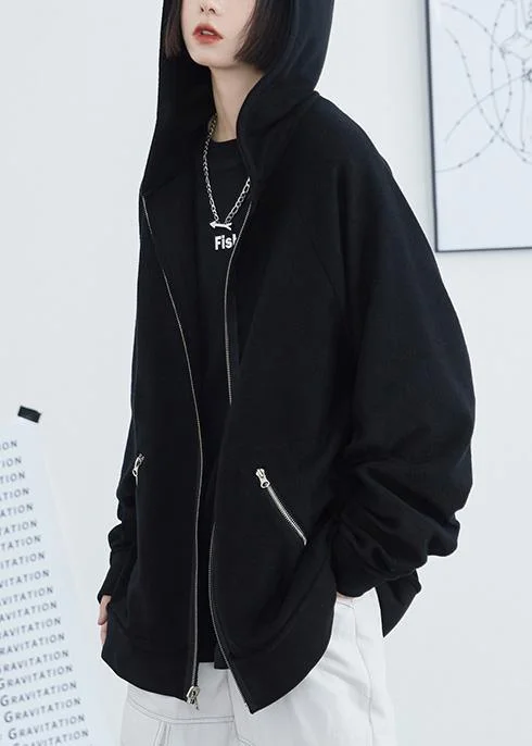 Urban Chic Women black cotton clothes hooded box fall short coat