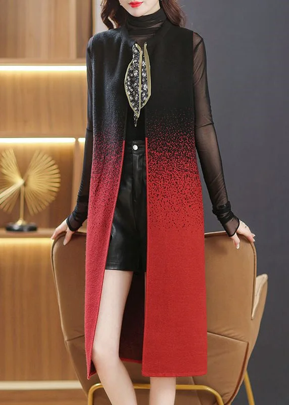 Fashionable Items Women Black O Neck Pockets Lace Up Patchwork Woolen Long Waistcoat Sleeveless Fashionable Items Women Black O Neck Pockets Lace Up Patchwork Woolen Long Waistcoat Sleeveless