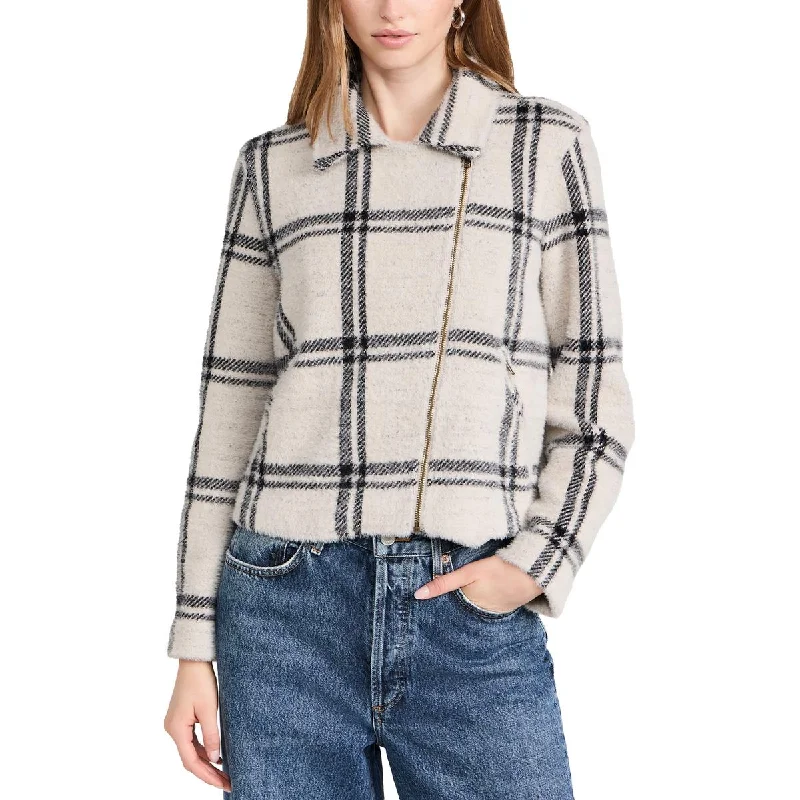 Cozy Apparel Z Supply Womens Plaid Asymmetrical Shirt Jacket