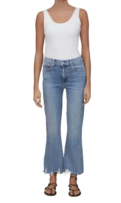 Playful Style Bella Crop Flare Jean In Light Blue