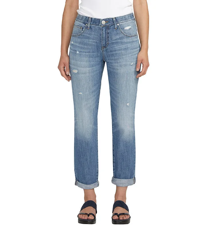 High Street Design Carter Girlfriend Jeans, Spring Stream Blue | JAG