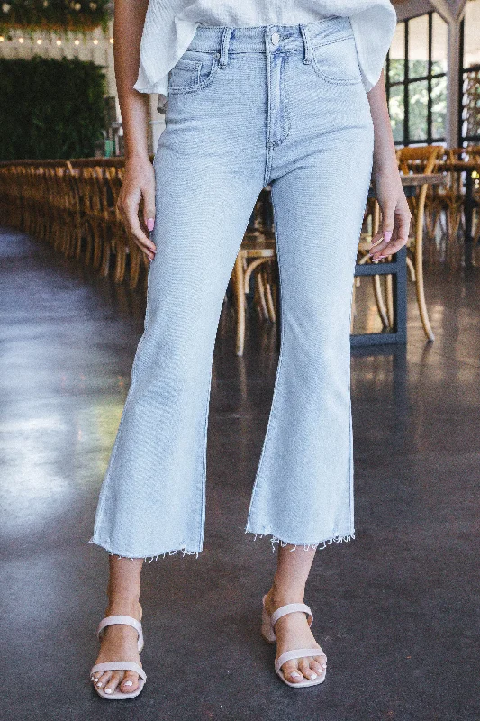 Casual Elegance Dana Crop Flare Jeans, Light Denim