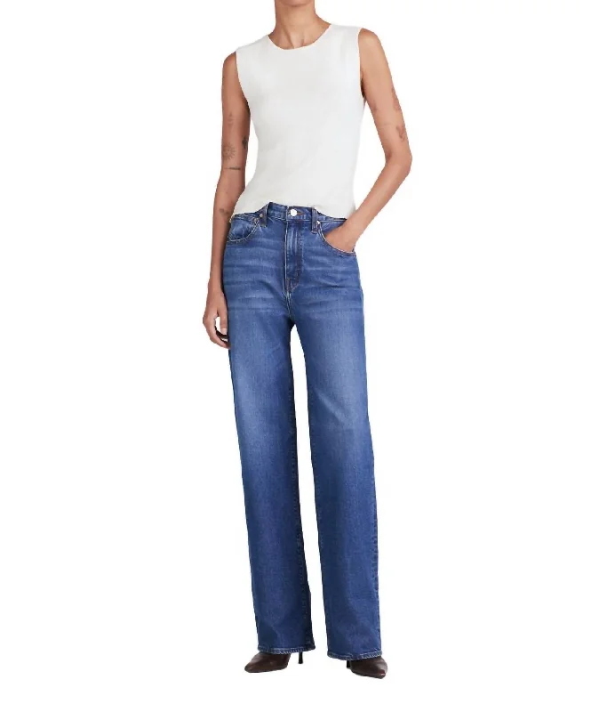 Free And Casual Faye High Rise Tailored Wide Leg Jeans In Mercer
