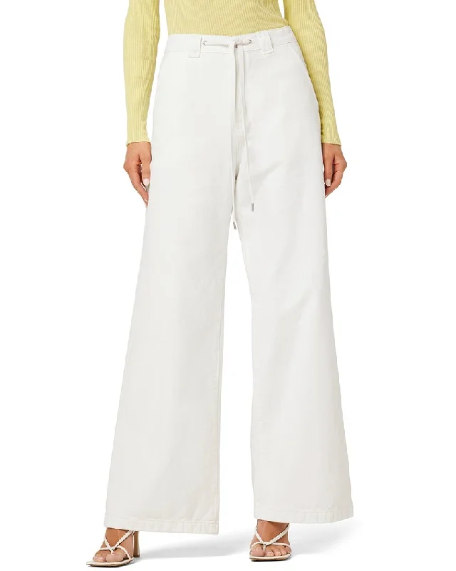 Fashionable And Fashionable HUDSON Jeans Wide Leg Drawstring Trouser White Jean