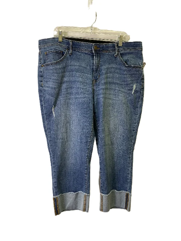 Relaxed Fit Wear Jeans Cropped By Evri In Blue Denim, Size: 18