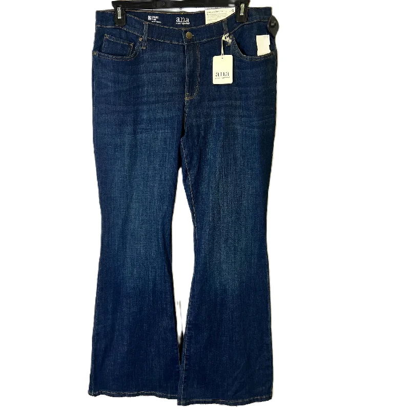 Classic Style Jeans Flared By Ana In Blue Denim, Size: 16
